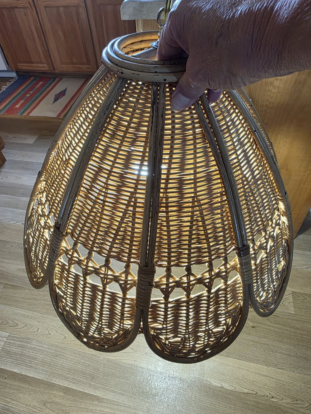Handwoven Rattan Pendant Lantern - Natural Brown